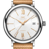 IWC Portofino Automatic 37 Edition NET-A-PORTER Watch - Stainless Steel Case - Silver-Plated Dial - Beige Calfskin Strap - IW458120
