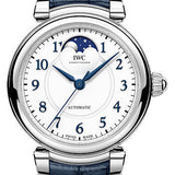 IWC Da Vinci Automatic Moon Phase 36 Watch - 36.0 mm Stainless Steel Case - Silver Dial - Blue Alligator Strap - IW459306