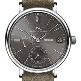 IWC Portofino Hand-Wound Eight Days Watch - 45.0 mm Stainless Steel Case - Slate-Grey Dial - Grey Suede Strap - IW510115