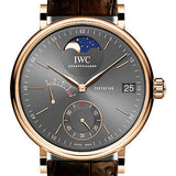 IWC Portofino Hand-Wound Moon Phase Watch - 45.0 mm 5N Gold Case - Slate-Grey Dial - Dark Brown Alligator Strap - IW516403