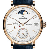 IWC Portofino Hand-Wound Moon Phase - 18K 5N Gold Case - Silver-Plated Dial - Blue Alligator Leather Strap - IW516409