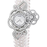 Chanel Camelia Jewelry Watch - Secret Watch With Embroidered Camellia Motif - Medium White Gold Case - J10741
