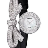 Chanel Ruban Jewelry Quartz Watch - Ribbon Motif - White Gold Case - Black Satin Strap - J11129