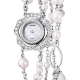 Chanel Camelia Jewelry Quartz Watch - Camellia Bud Motif - White Gold Case - Cultured Pearls Bracelet - J11130