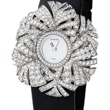 Chanel Plume de CHANEL Jewelry Watch - Plume Panache Motif - White Gold Case - Black Satin Strap - J3545