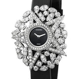 Chanel Comete Jewelry Watch - Star Motif - White Gold Case - Black Satin Strap - J60503