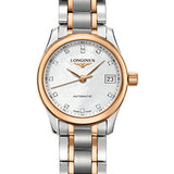 Longines Master Collection Watch - 25.5 mm Steel And Pink Gold Case - White Mother-Of-Pearl Diamond Dial - Steel And Pink Gold Cap 200 Bracelet - L2.128.5.89.7