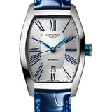 Longines Evidenza Automatic Watch - 26.00 X 30.6 mm Steel Case - Silver Roman Dial - Blue Strap - L2.142.4.70.2