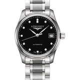 Longines Master Collection Automatic Watch - 29 mm Steel Case - Black Diamond Dial - Bracelet - L2.257.4.57.6