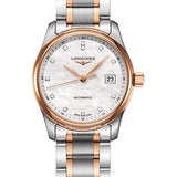Longines Master Collection Watch - 29 mm Steel And Pink Gold Cap 200 Case - White Mother-Of-Pearl Diamond Dial - Bracelet - L2.257.5.89.7