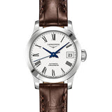 Longines Record collection Watch - 26 mm Steel Case - White Roman Dial - Brown Alligator Strap - L2.320.4.11.2