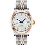 Longines Record collection Watch - 26 mm Steel And 18K Pink Gold Cap 200 Case - White Mother-Of-Pearl Diamond Dial - Bracelet - L2.320.5.87.7