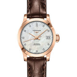Longines Record collection Watch - 26 mm 18K Pink Gold Case - White Mother-Of-Pearl Diamond Dial - Brown Alligator Strap - L2.320.8.87.2
