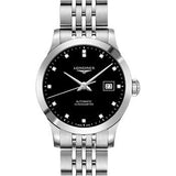 Longines Record collection Watch - 30 mm Steel Case - Black Diamond Dial - Bracelet - L2.321.4.57.6