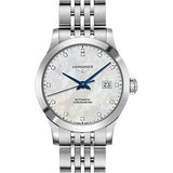 Longines Record collection Watch - 30 mm Steel Case - White Mother-Of-Pearl Diamond Dial - Bracelet - L2.321.4.87.6