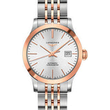 Longines Record Collection Automatic Watch - 30 mm Steel And Pink Gold Case - Silver Dial - Steel And Pink Gold Cap 200 Bracelet - L2.321.5.72.7