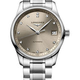 Longines Master Collection Automatic Watch - 34 mm Steel Case - Beige Diamond Dial - Bracelet - L2.357.4.07.6