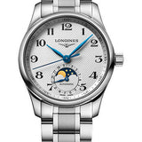 Longines Master Collection Moon Phase Automatic Watch - 34 mm Steel Case - Silver Barleycorn Arabic Dial - Bracelet - L2.409.4.78.6