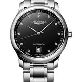 Longines Master Collection Automatic Watch - 38.5 mm Steel Case - Black Diamond Dial - Bracelet - L2.628.4.57.6