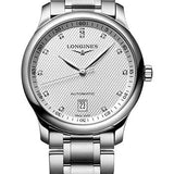 Longines Master Collection Automatic Watch - 38.5 mm Steel Case - Silver Barleycorn Diamond Dial - Bracelet - L2.628.4.77.6