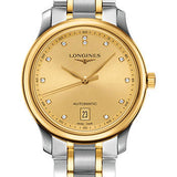 Longines Master Collection Watch - 38.5 mm Steel And Yellow Gold Cap 200 Case - Gilt Diamond Dial - Bracelet - L2.628.5.37.7
