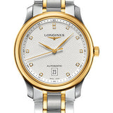 Longines Master Collection Watch - 38.5 mm Steel And Yellow Gold Cap 200 Case - Silver Barleycorn Diamond Dial - Bracelet - L2.628.5.77.7