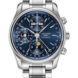 Longines Master Collection Moon Phase Chronograph Small Seconds Watch - 40 mm Steel Case - Blue Dial - Bracelet - L2.673.4.92.6