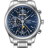 Longines Master Collection Moon Phase Chronograph Small Seconds Watch - 42 mm Steel Case - Blue Dial - Bracelet - L2.773.4.92.6