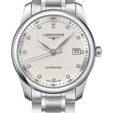 Longines Master Collection Watch - 40 mm Steel Case - Silver Barleycorn Diamond Dial - Bracelet - L2.793.4.77.6