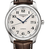 Longines Master Collection Watch - 40 mm Steel Case - Silver Barleycorn Arabic Dial - Brown Alligator Strap - L2.793.4.78.3