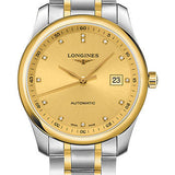 Longines Master Collection Watch - 40 mm Steel And Yellow Gold Cap 200 Case - Gilt Diamond Dial - Bracelet - L2.793.5.37.7