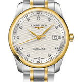 Longines Master Collection Watch - 40 mm Steel And Yellow Gold Cap 200 Case - Silver Barleycorn Diamond Dial - Bracelet - L2.793.5.97.7