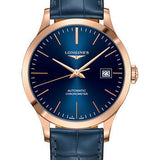 Longines Record collection Watch - 38.5 mm 18K Pink Gold Case - Blue Dial - Blue Alligator Strap - L2.820.8.92.2