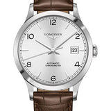 Longines Record collection Watch - 40 mm Steel Case - Silver Arabic Dial - Brown Alligator Strap - L2.821.4.76.2