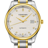 Longines Master Collection Watch - 42 mm Steel And Yellow Gold Cap 200 Case - Silver Barleycorn Diamond Dial - Bracelet - L2.893.5.97.7