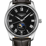 Longines Master Collection Moon Phase Watch - 40 mm Steel Case - Black Barleycorn Roman Dial - Black Alligator Strap - L2.909.4.51.7