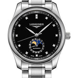 Longines Master Collection Moon Phase Watch - 40 mm Steel Case - Black Diamond Dial - Bracelet - L2.909.4.57.6