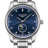 Longines Master Collection Moon Phase Watch - 40 mm Steel Case - Blue Diamond Dial - Bracelet - L2.909.4.97.6