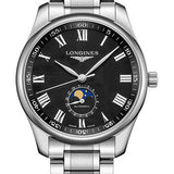 Longines Master Collection Moon Phase Watch - 42 mm Steel Case - Black Barleycorn Roman Dial - Bracelet - L2.919.4.51.6