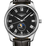 Longines Master Collection Moon Phase Watch - 42 mm Steel Case - Black Barleycorn Roman Dial - Black Alligator Strap - L2.919.4.51.7