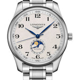 Longines Master Collection Moon Phase Watch - 42 mm Steel Case - Silver Barleycorn Arabic Dial - Bracelet - L2.919.4.78.6