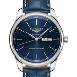 Longines Master Collection Annual Calendar Watch - 42 mm Steel Case - Blue Dial - Blue Alligator Strap - L2.920.4.92.0