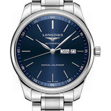 Longines Master Collection Annual Calendar Watch - 42 mm Steel Case - Blue Dial - Bracelet - L2.920.4.92.6