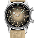 Longines Legend Diver Watch Automatic Watch - 36 mm Steel Case - Beige Arabic Dial - Beige Synthetic Strap - L3.374.4.30.2