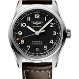 Longines Spirit Automatic Watch - 37 mm Steel Case - Black Arabic Dial - Brown Leather Strap - L3.410.4.53.0