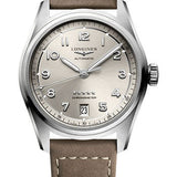 Longines Spirit Automatic Watch - 37 mm Steel Case - Champagne Arabic Dial - Beige Strap - L3.410.4.63.2