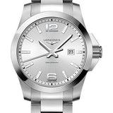Longines Conquest Quartz Watch - 43 mm Steel Case - Silver Arabic Dial - Bracelet - L3.760.4.76.6