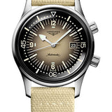 Longines Legend Diver Watch Automatic Watch - 42 mm Steel Case - Beige Arabic Dial - Beige Synthetic Strap - L3.774.4.30.2