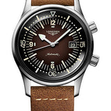 Longines Legend Diver Watch Automatic Watch - 42 mm Steel Case - Brown Arabic Dial - Brown Leather Strap - L3.774.4.60.2