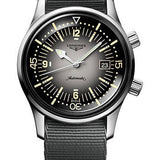 Longines Legend Diver Watch Automatic Watch - 42 mm Steel Case - Grey Arabic Dial - Grey Synthetic Strap - L3.774.4.70.2